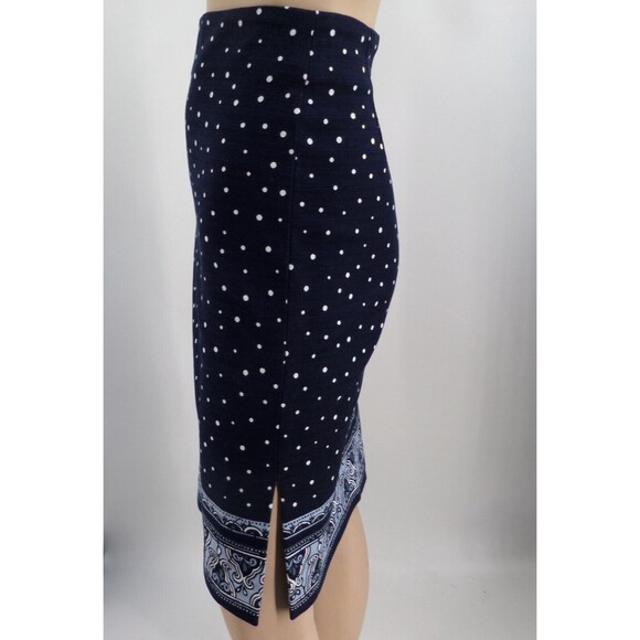 LOFT BLUE POLKA DOT PRINT STRAIGHT CLASSIC CASUAL CAREER COTTON SKIRT SZE: 8 NEW - Picture 3 of 5